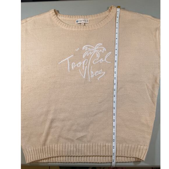 Beachy X Goldfish Kiss XL Tropical Vibes Tan Oversized Knit Pullover Sweater - Picture 3 of 12